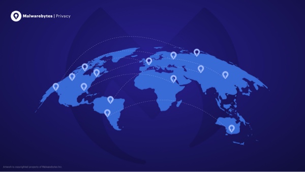Malwarebytes Privacy - World map with locations